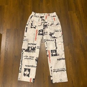 With Jean Newsprint Cargo Pants